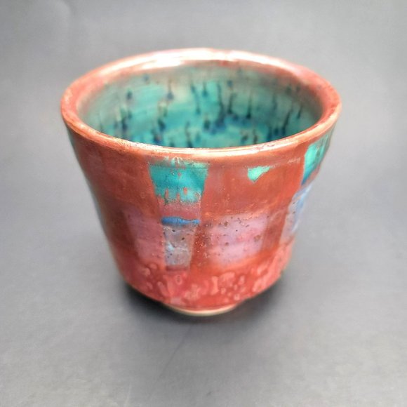 Sooz Glazebrook Art Pottery Vase / Bowl Copper Blue Green Patina JS8137 - Picture 2 of 8